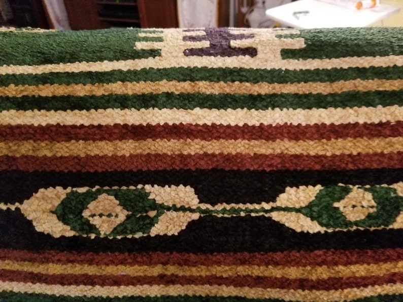 Vintage southwest style area rug dark greens with burgundy Etsy