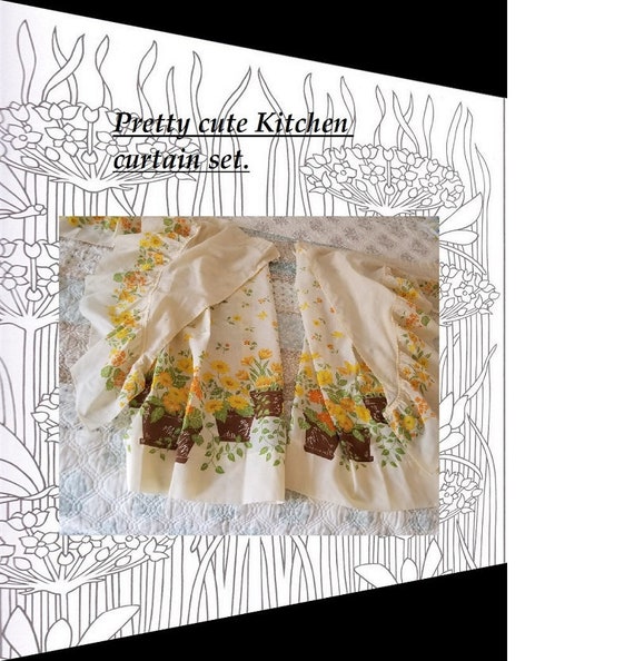 Handmade Kitchen Curtains Cute Pots With Flowers Etsy