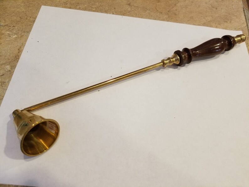 Vintage candle snuffer brass with wood handle made in India Etsy