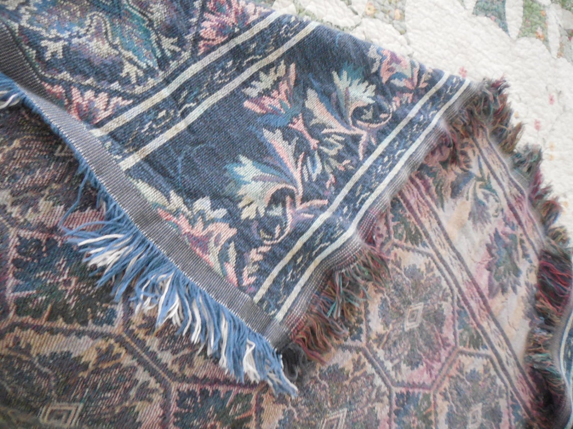 Vintage 100 cotton throw Goodwin Weavers pretty pastel Etsy