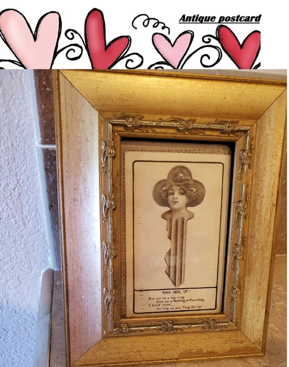 Antique Post Card In Antique Frame Ring Her Up Fantasy Etsy