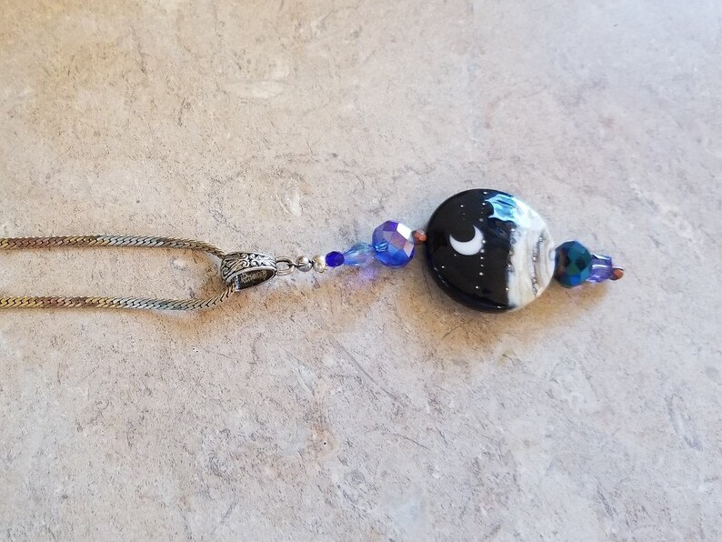 Moonlight lamp work pendant necklace with chain FREE shipping USA