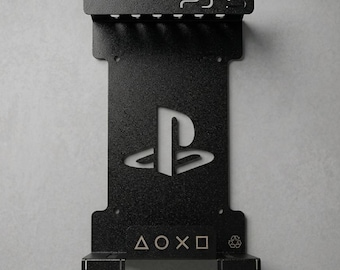 PS5 Wall Mount DXF File for Laser Cut – CNC Metal Bracket Plan with Controller Holder – Instant Digital Download (DXF Only)