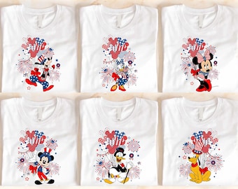 4th of July Disney Shirt, Family Matching Disney Shirts, Patriotic Mickey Minnie T-Shirt, Goofy Donald Pluto Tee, Independence Day Gift