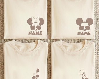 Custom Disney Family Shirts, Personalized Disney Vacation T-Shirts, Mickey and Minnie Sunglasses Tee, Custom Name Disney Trip Matching Shirt