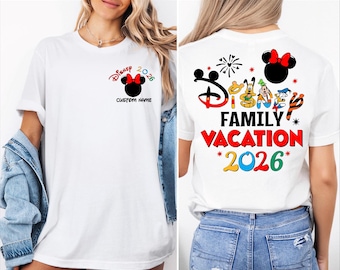 Disney Family Vacation T Shirts 2026, Custom Disney Shirts for Family, Custom Name Disney Shirt, Mickey Minnie Family Vacation Shirts