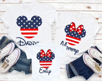 4th of July Disney Shirts, Family Matching Shirts, Mickey Minnie July 4th Tee, Custom Patriotic Disney, Disneyland Trip, Custom T-shirt