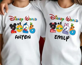 Disney World 2026 Shirts, Custom Disney Family Shirts, Disney Vacation Shirt, Mickey Minnie Matching Tee, Disneyland Trip Crew Tops, Emily