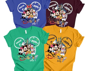 Custom Disney Family Shirts 2026, Disney Trip Shirts, Custom Disney Shirts, Disney World Tshirts, Mickey Minnie Family Trip T-shirts