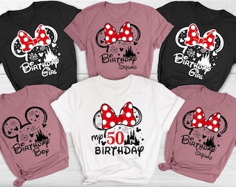 Disney Birthday Shirts, Disney Family Shirts, Custom Disney Birthday Trip Shirt, Minnie Birthday Girl Tee, Mickey Birthday Boy, Custom Text
