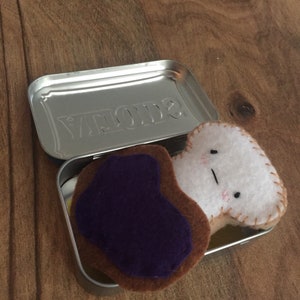 Pocket pal- Bread with pb&j miniature toy up-cycled Altoids tin.