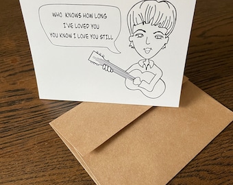 Lyrics greeting card- The Beatles  “I will” - Love card Anniversary card Valentine’s Day card