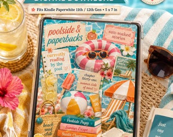 Wkładka do Kindle'a „Basen przy letnim basenie”, dekoracja etui na książkę „Plaża w Paperwhite” (do pobrania w wersji cyfrowej)