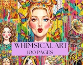 Whimsical Art Junk Journal Kit, Pop Art Colorful Journal, Modern Butterfly Ephemera, Kitsch Drip Paint Pages, Bold Digital Paper Scrapbook