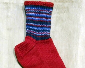 Wool socks Boys mens Womens Girls Warm durable cozy handknit multi color blue boot socks big size warm winter Gift idea Handmade in FINLAND