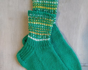 Wool socks bright colorful Womens boys girls Warm Durable Cozy Green yellow white Machine washable boot socks Handknitted Made in Finland