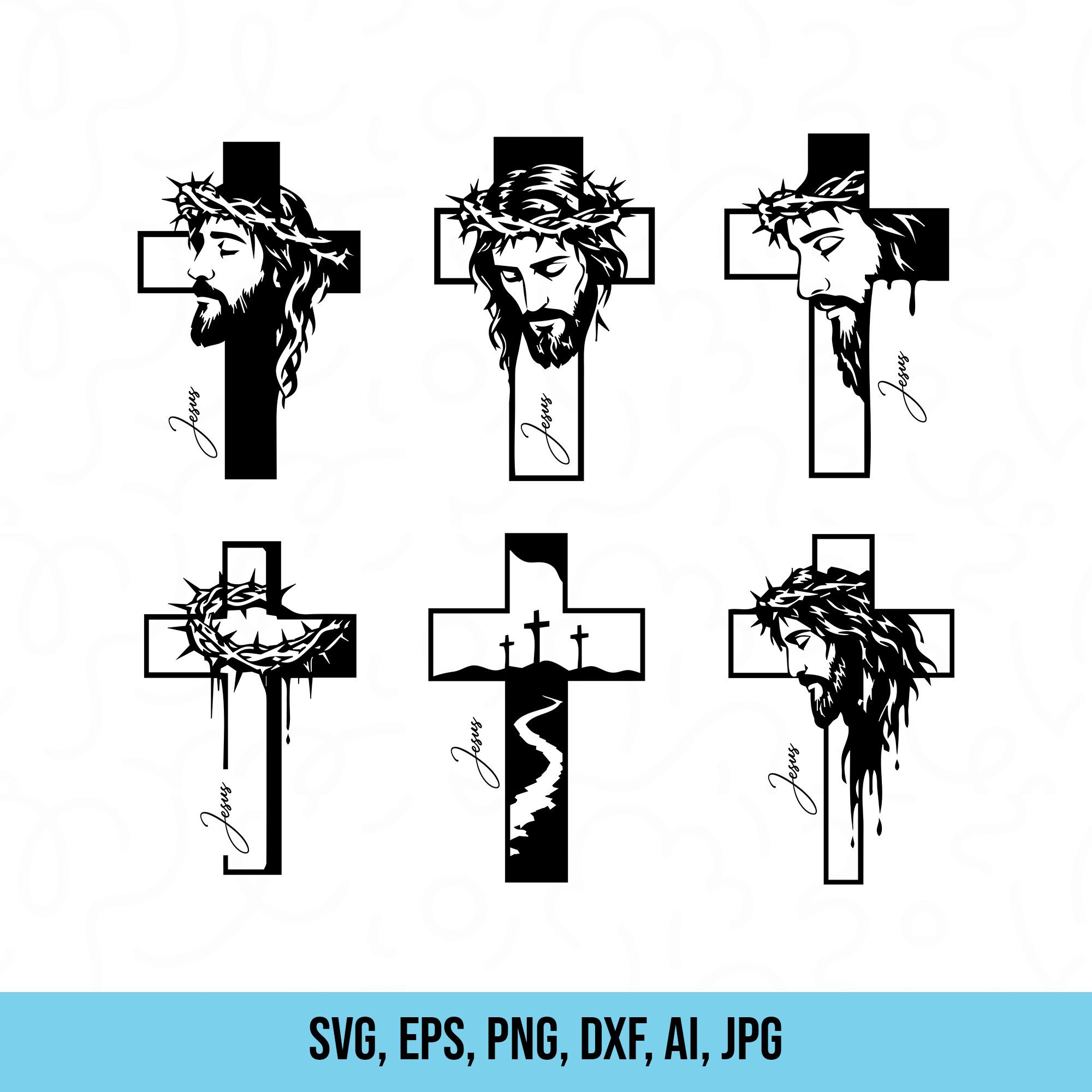 Jesus Cross SVG Bundle, Christian Cross SVG, Jesus Face SVG, Religious ...