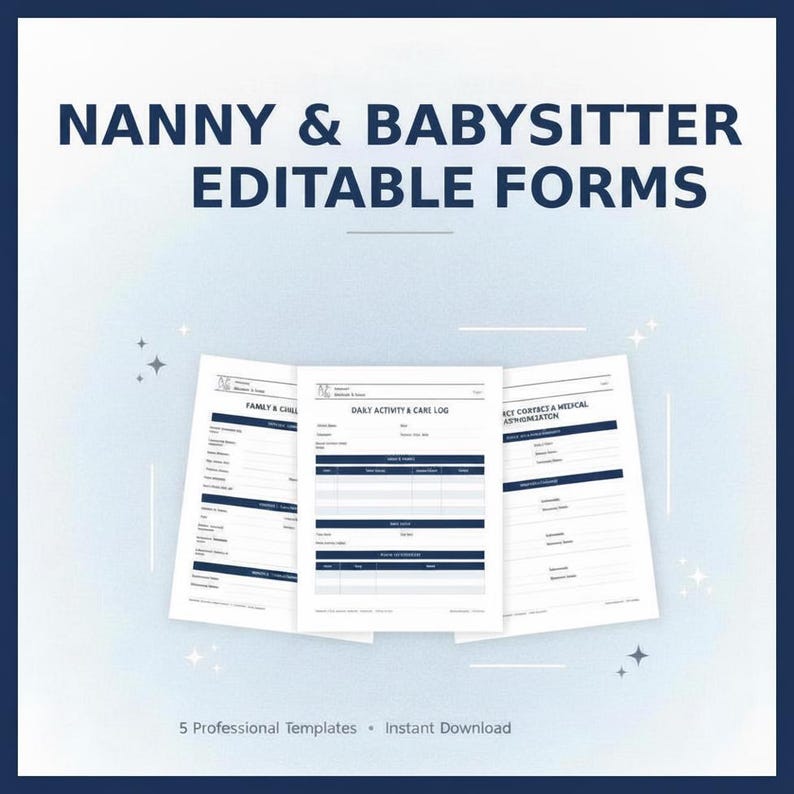 Editable Nanny and Babysitter Forms Bundle | Childcare Client Intake ...