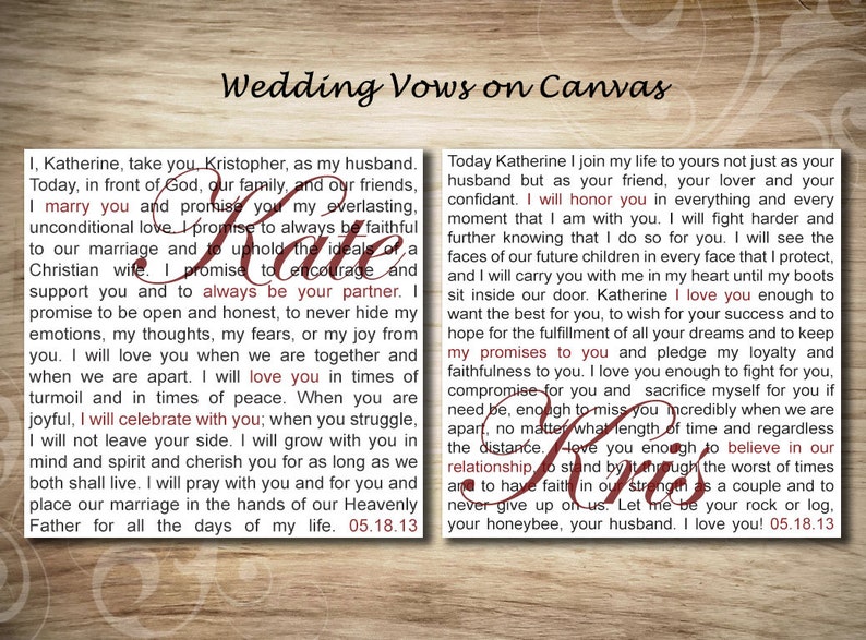 Personalized Canvas Wedding vows on Canvas Wall Art Canvas 