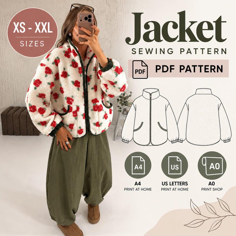 Women’s Jacket Sewing Pattern Pdf , XS–XXL, A4, US Letter & A0 - Etsy UK