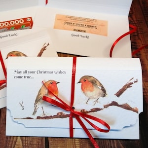 4 pièces porte-billets de loterie Robin dinde arbre Scandi Noël carte à gratter loto portefeuilles secret père noël abordable cadeau de remplissage de bas adulte