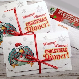 4 pcs Billets de loterie de Noël portefeuilles / Cartes à gratter / Porte-billets de loto / Cadeaux pour fêtes de Noël / Idée cadeau alternative