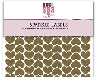 Mini Heart Sparkle Labels Wedding Craft Envelope Seals Scrapbooking Cardmaking Reward Stickers Non Shed Giltter Vinyl 12mmx10mm (189pcs)