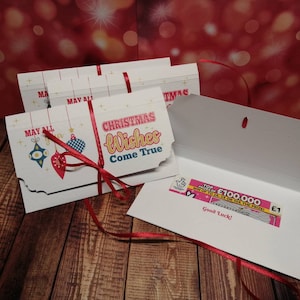 4 porte-cartes de loterie de Noël - Différents modèles - Portefeuilles de cartes à gratter Secret Santa, idée cadeau de remplissage de bas de Noël abordable