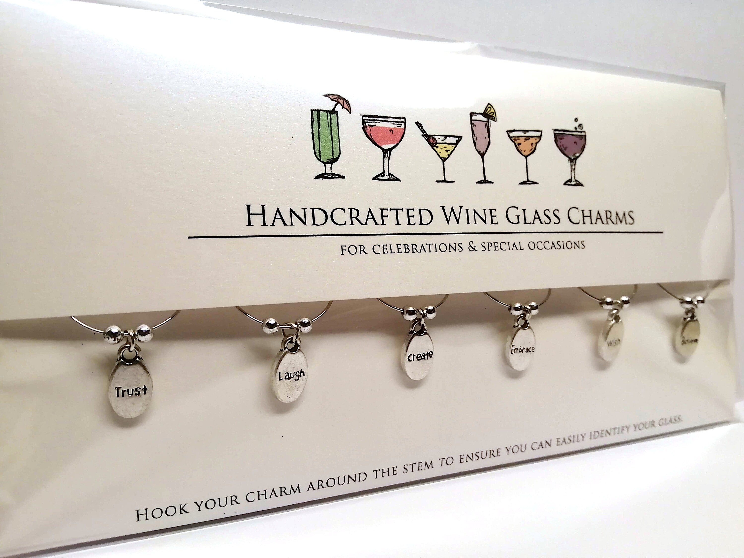 Words of Wisdom Mindfulness Inspirational Wine Glass Charms Gift Pack Table  Decorations Wine Glass Markers 