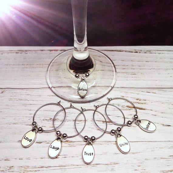 Words of Wisdom Mindfulness Inspirational Wine Glass Charms Gift Pack Table  Decorations Wine Glass Markers 