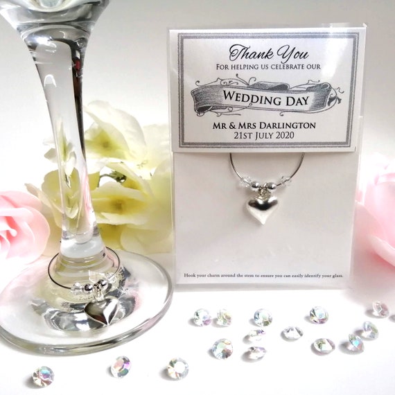Wedding Party Christening Favours 20 Pink Wine Glass Charms With Butterflies