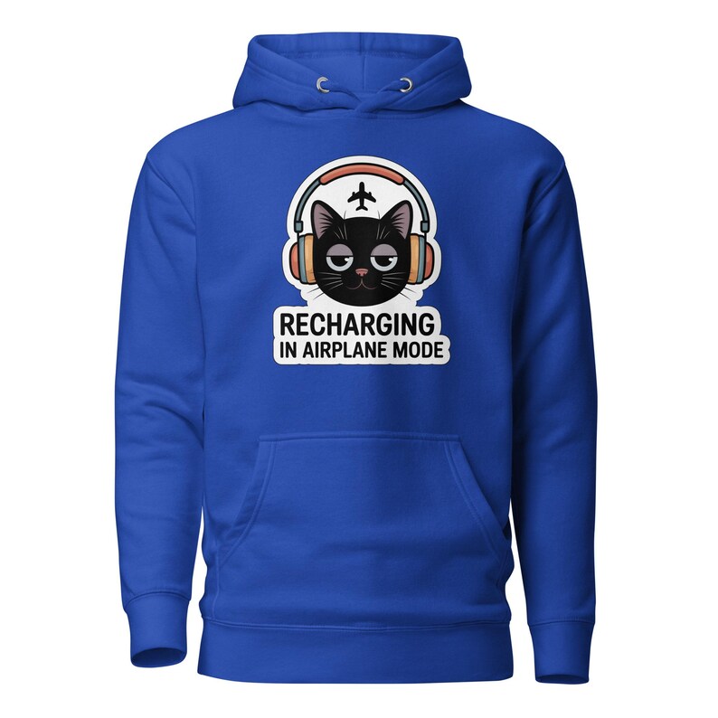 Recharging In Airplane Mode Cat Hoodie, Cozy Introvert Hoodie, Social Battery Sweatshirt