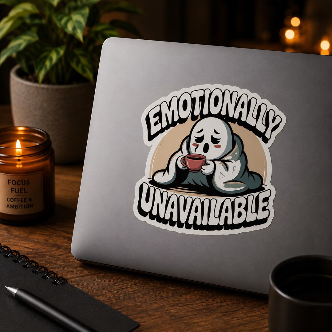 Emotionally Unavailable Ghost Sticker — Funny Introvert Decal ...
