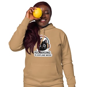 Recharging In Airplane Mode Cat Hoodie, Cozy Introvert Hoodie, Social Battery Sweatshirt