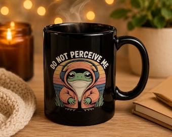 Frog Mug, Introvert Coffee Cup, Overstimulated Froggy Ceramic Mug