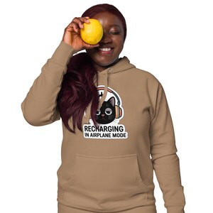 Recharging In Airplane Mode Cat Hoodie, Cozy Introvert Hoodie, Social Battery Sweatshirt
