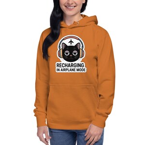 Recharging In Airplane Mode Cat Hoodie, Cozy Introvert Hoodie, Social Battery Sweatshirt