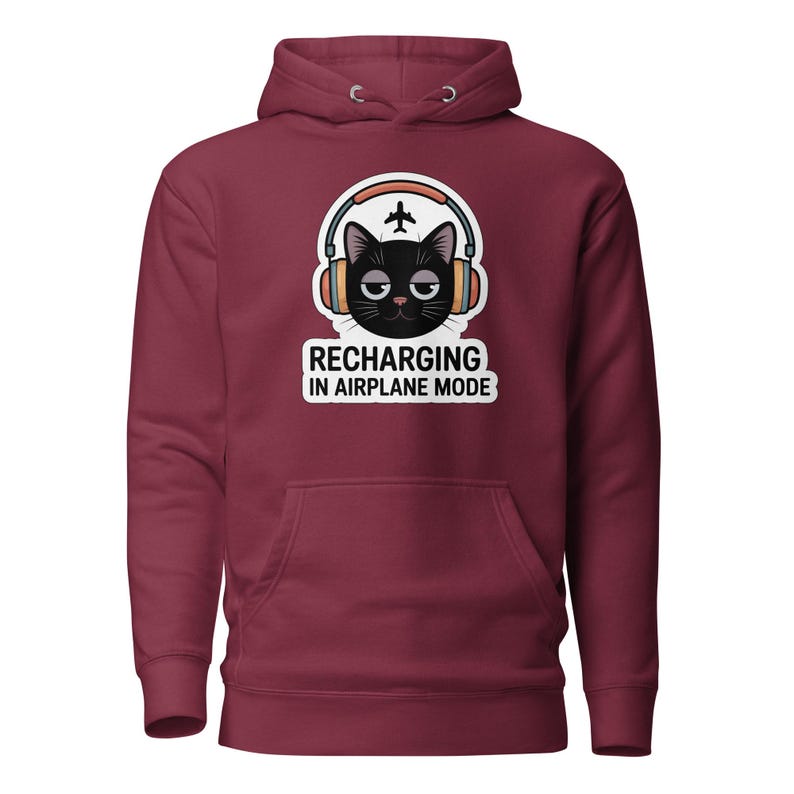 Recharging In Airplane Mode Cat Hoodie, Cozy Introvert Hoodie, Social Battery Sweatshirt