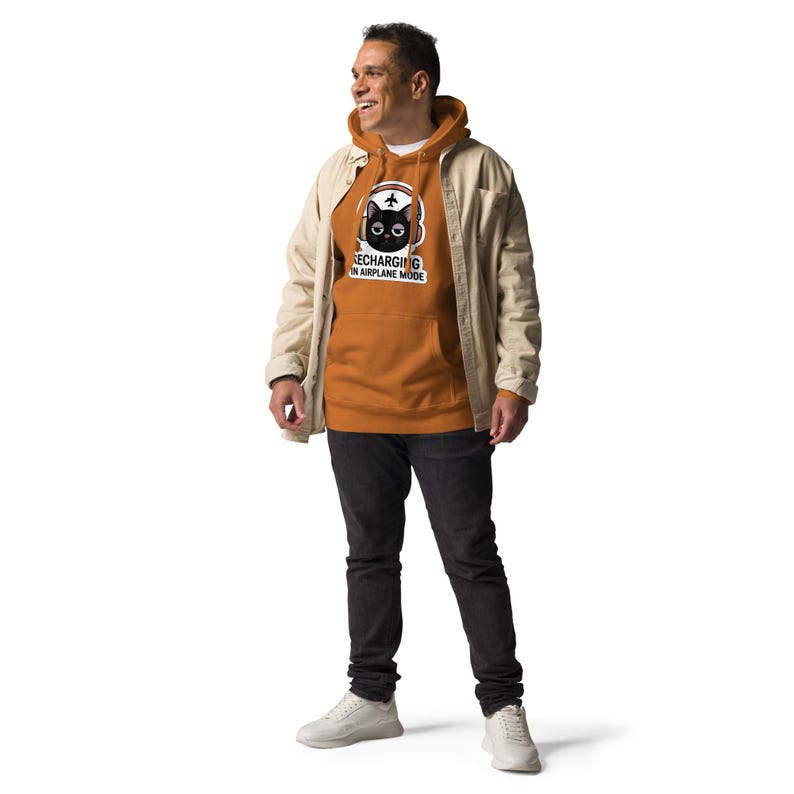 Recharging In Airplane Mode Cat Hoodie, Cozy Introvert Hoodie, Social Battery Sweatshirt