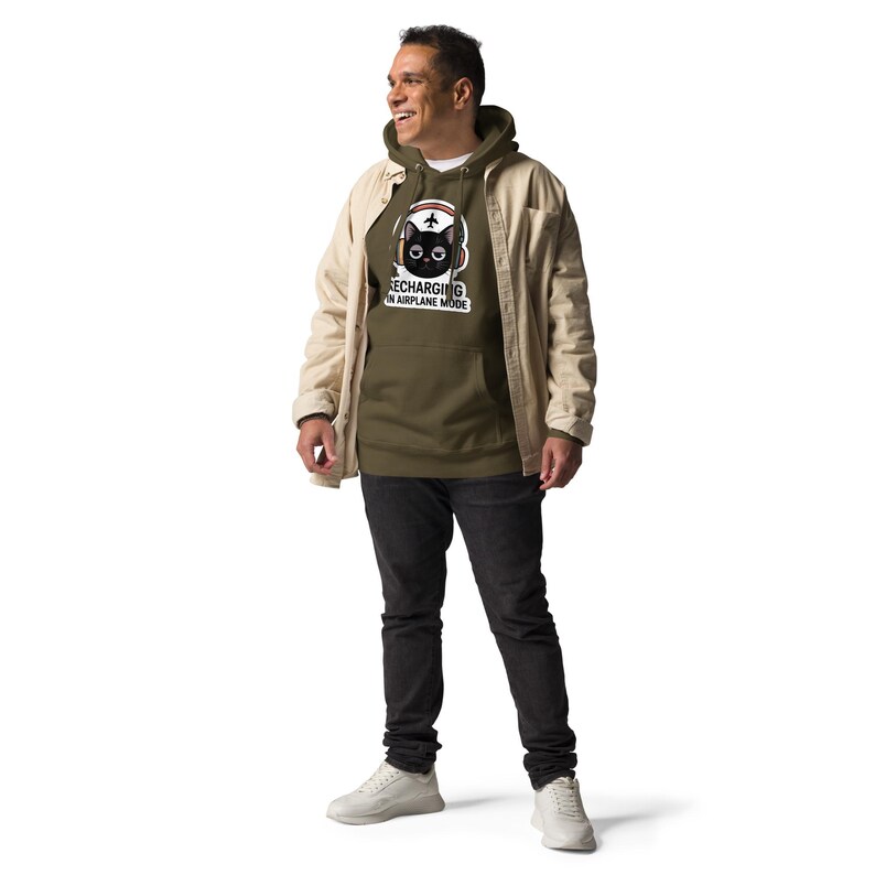 Recharging In Airplane Mode Cat Hoodie, Cozy Introvert Hoodie, Social Battery Sweatshirt