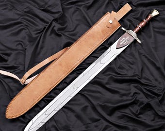 Handmade Riptide Sword of Percy Jackson Replica , Brass Handle, Leather Sheath Collectible Gift Movie sword