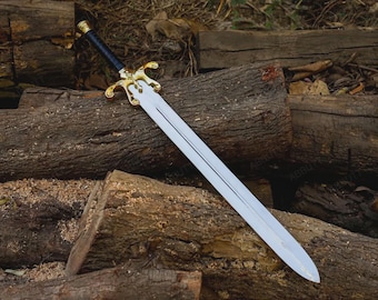 Handmade Medieval Fantasy Sword Replica | Steel, Leather Sheath, Cosplay Display Piece