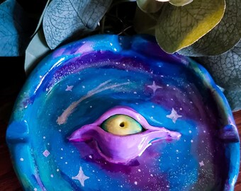 Starfall Dreamer Eye Incense Burner | Handmade Third Eye Incense Holder | Celestial Witch Decor | Galaxy Altar Accessory | Mystical Spiritua