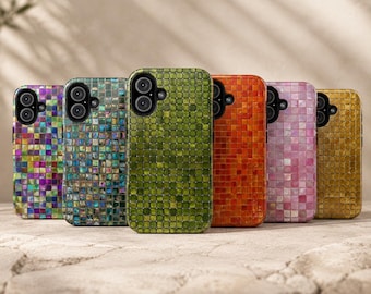 Gradient Mosaic Tough Phone case iPhone 11-17 Pro Max and Samsung Series