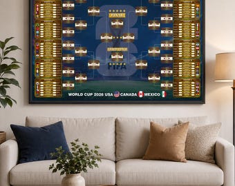 WM 2026: Druckbares Turnierplan-Poster, Wandbild mit Spielplan, A0-Digitaldownload, USA, Kanada, Mexiko