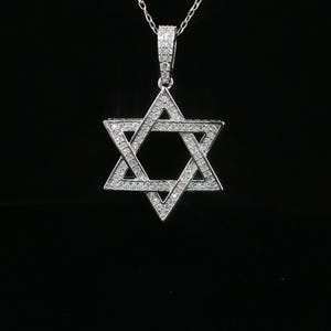 925 Sterling Silver Star of David Pendant | 1.76ct VVS Moissanite Iced Out Magen David Charm | 23mm | White & Yellow Gold