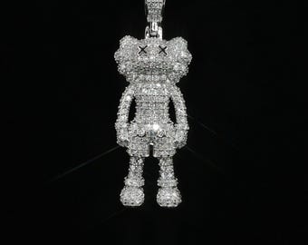 Iced Out Pendant, 2.31 Ctw Moissanite 925 Sterling Silver, 3D Cartoon Figure Hip Hop Pendant, Streetwear Gift for Him