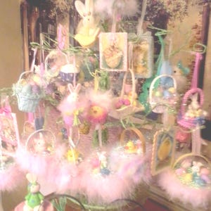Handmade Easter Ornament, Shabby Chic Decor, Feather Tree Favor