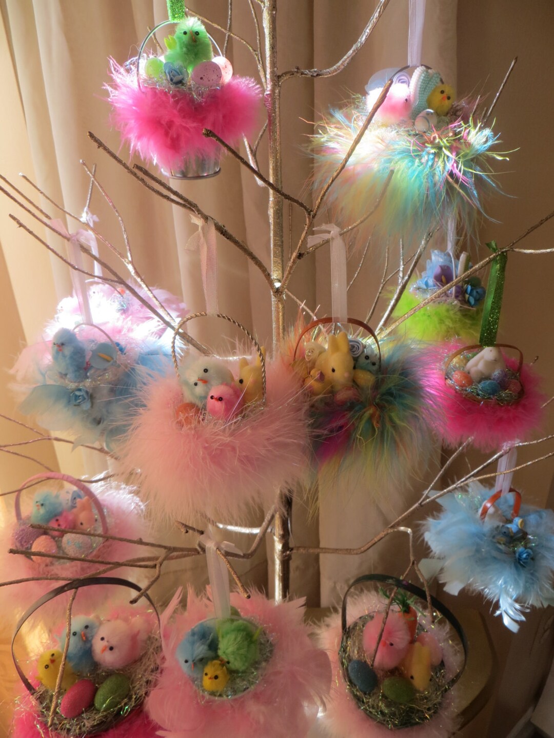 1 Easter Ornament,easter Decor,chick,eggs,feather Tree Ornament,shabby