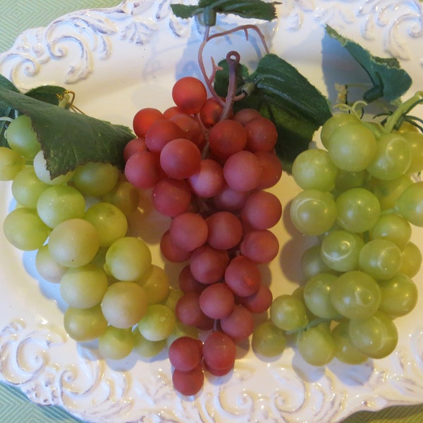 Artificial grapes,green,red,fruit,centerpiece floral supplies,tabletop,bowl filler,kitchen decor,SET OF 3